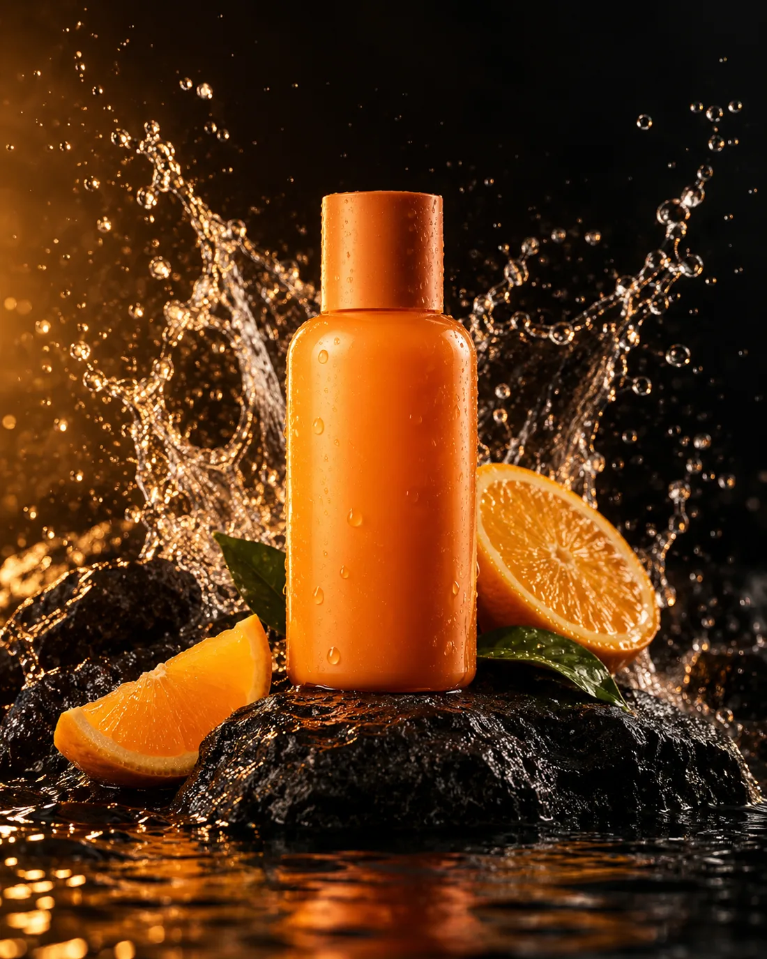Fotografia de produto com água e cítricos
